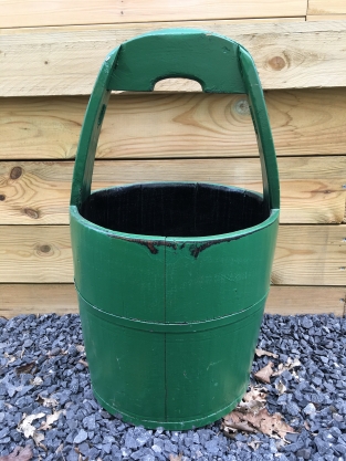 Vintage Wooden Bucket - Green - Height 60 cm